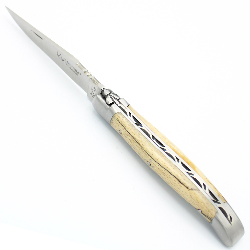 Couteau Laguiole 11 cm 2 mitres en Hêtre de l'Aubrac naturel