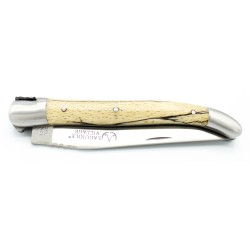 Laguiole pocket knife 11 cm 2 bolsters in natural beech