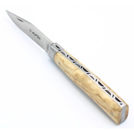 Pocket knife l'Alpin chiselled spring in birch wood
