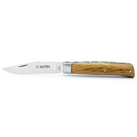 Pocket knife l'Alpin chiselled spring in oak wood