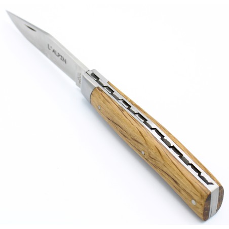 Pocket knife l'Alpin chiselled spring in oak wood