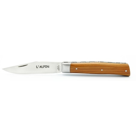 Pocket knife l'Alpin chiselled spring in yew wood