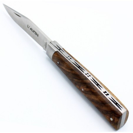 Pocket knife l'Alpin chiselled spring in walnut