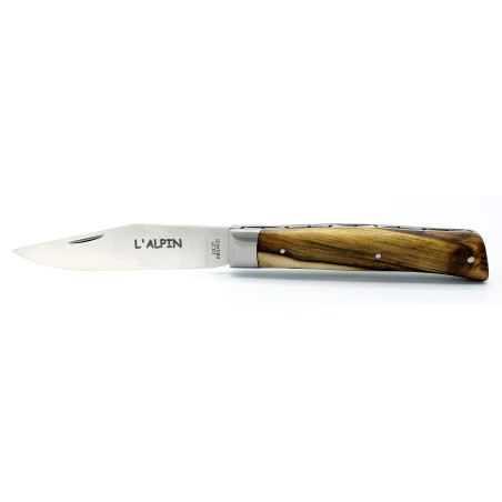Couteau L'Alpin ressort guilloché en Pistachier