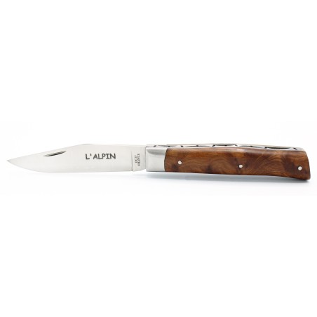 Pocket knife l'Alpin chiselled spring in Thuja