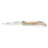 Couteau Laguiole 12 cm plein manche avec tire-bouchon en pointe de corne blonde