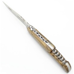 Couteau Laguiole 12 cm plein manche avec tire-bouchon en pistachier