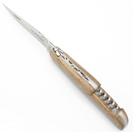 Couteau Laguiole 12 cm plein manche avec tire-bouchon en noyer
