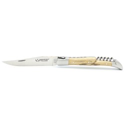 Laguiole pocket knife 12cm 2 boldters in natural beech with a corkscrew