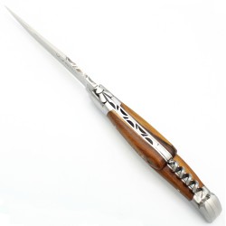 Couteau Laguiole 12 cm 2 mitres avec tire-bouchon en pistachier