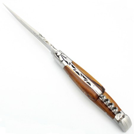 Couteau Laguiole 12 cm 2 mitres avec tire-bouchon en pistachier