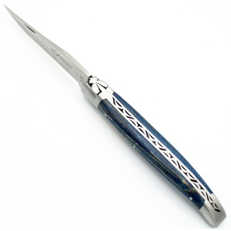 Laguiole pocket knife 13 cm 2 bolsters  in Aubrac's forests blue beech wood