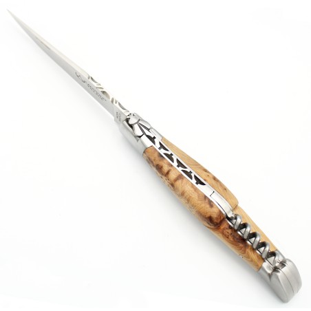 Couteau Laguiole 12 cm 2 mitres avec tire-bouchon en genévrier