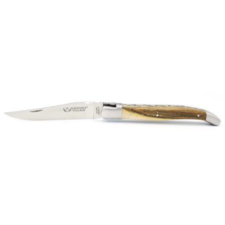 Laguiole pocket knife 12 cm double chiseled plates 2 bolsters in pistachio