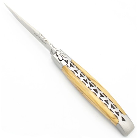 Couteau Laguiole 12 cm double platines 2 mitres en olivier