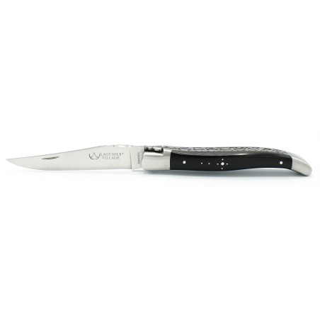 Couteau Laguiole 12 cm double platines 2 mitres en ébène
