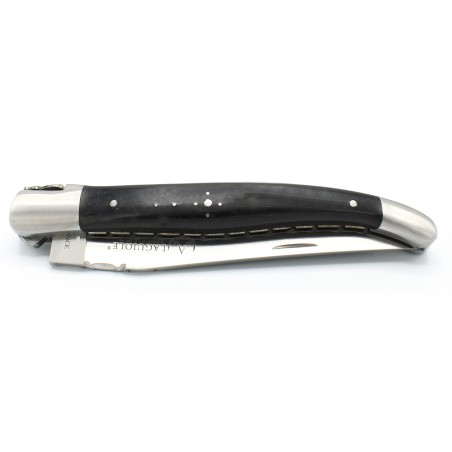 Laguiole pocket knife 12 cm double chiseled plates in ebony