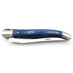 Laguiole pocket knife 12 cm doble chiseled plates in russian blue beech
