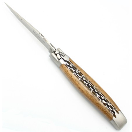 Laguiole pocket knife 12cm double chiseled plates 2 bolsters in walnut