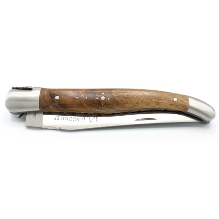 Couteau Laguiole 12 cm double platines 2 mitres en noyer