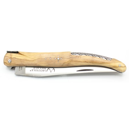 Couteau Laguiole Pont de Paris 12 cm plein manche en bois ressort Pont des Arts