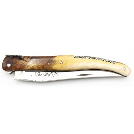 Couteau Laguiole Pont de Paris 12 cm plein manche en bois ressort Pont des Arts