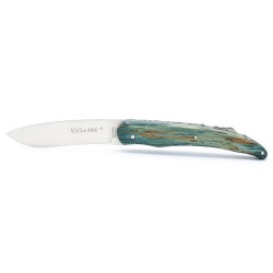 The 4810 folding knife in turquoize blue birchwood