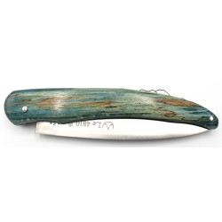 The 4810 folding knife in turquoize blue birchwood