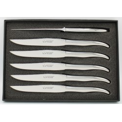 Coffret de 6 couteaux de table Tout Inox, abeille forgée.