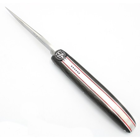 Laguiole du Stade Toulousain 6 étoiles 12cm Plein manche en fibre de carbone noire