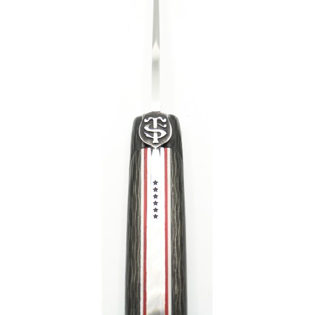 Laguiole du Stade Toulousain 6 étoiles 12cm Plein manche en fibre de carbone noire