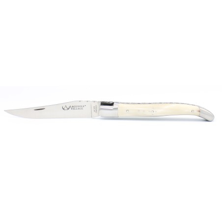 Laguiole pocket knife 12 cm doble chiselled plates in horn tip
