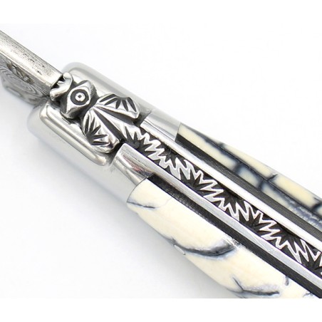 Laguiole pocket knife 12cm 2 bolsters in mammoth ivory (pulp)