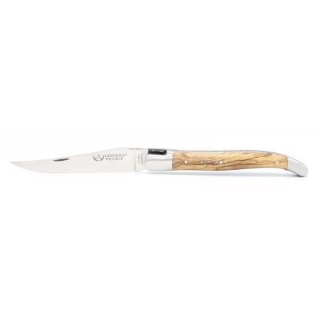 Couteau Laguiole 12 cm double platines ciselées 2 mitres en Olivier
