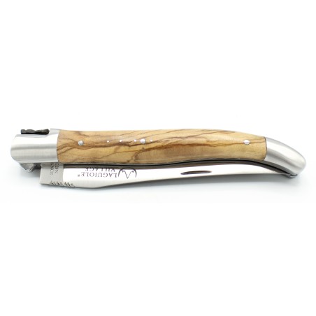 Laguiole pocket knife 12 cm doble chiselled plates in olivewood