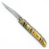 Laguiole pocket knife 12cm full handle in mammoth molar, damascus blade