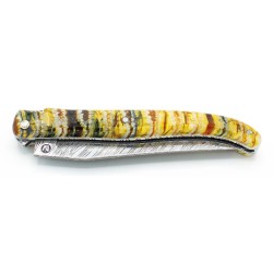 Laguiole pocket knife 12cm full handle in mammoth molar, damascus blade