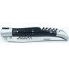 Couteau de Laguiole en pointe de corne noire 12 cm avec tire-bouchon