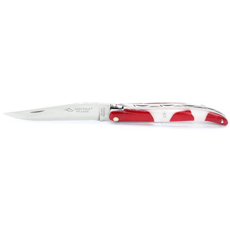Couteau Laguiole 11 cm plein manche en résine avec inclusion de pétales de roses