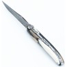 Couteau en molaire de Mammouth zébré, lame de Damas et ressort imagine